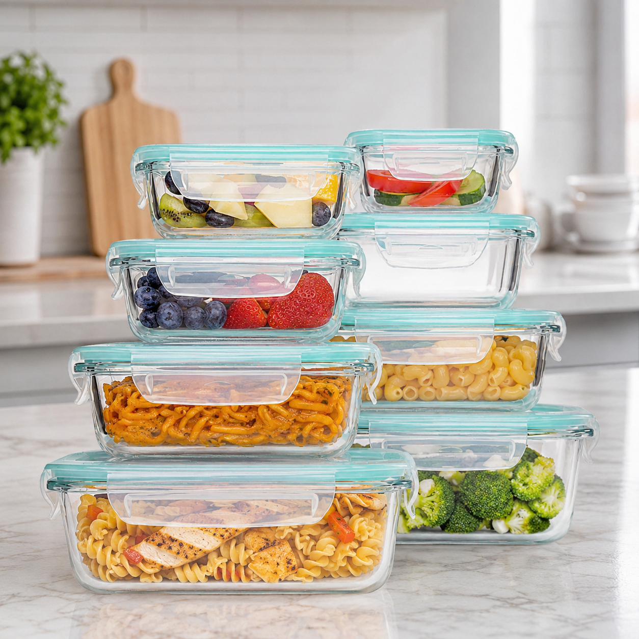 Vtopmart 8-Pack Glass Meal Prep Containers