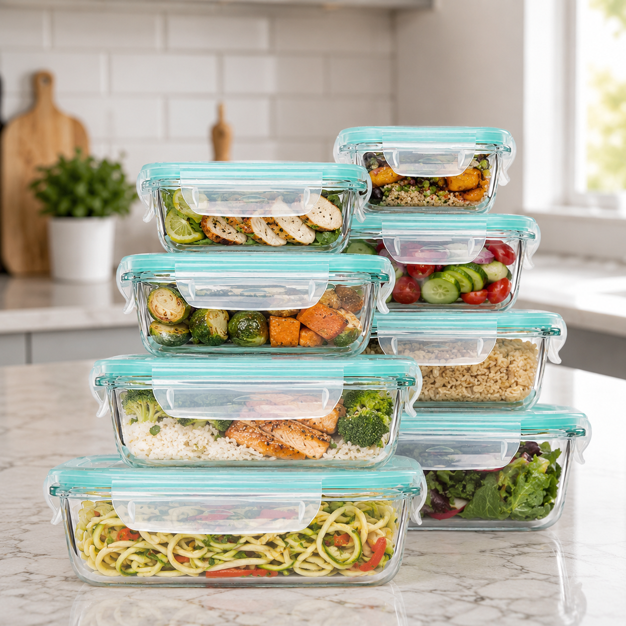 Vtopmart 8-Pack Glass Meal Prep Containers