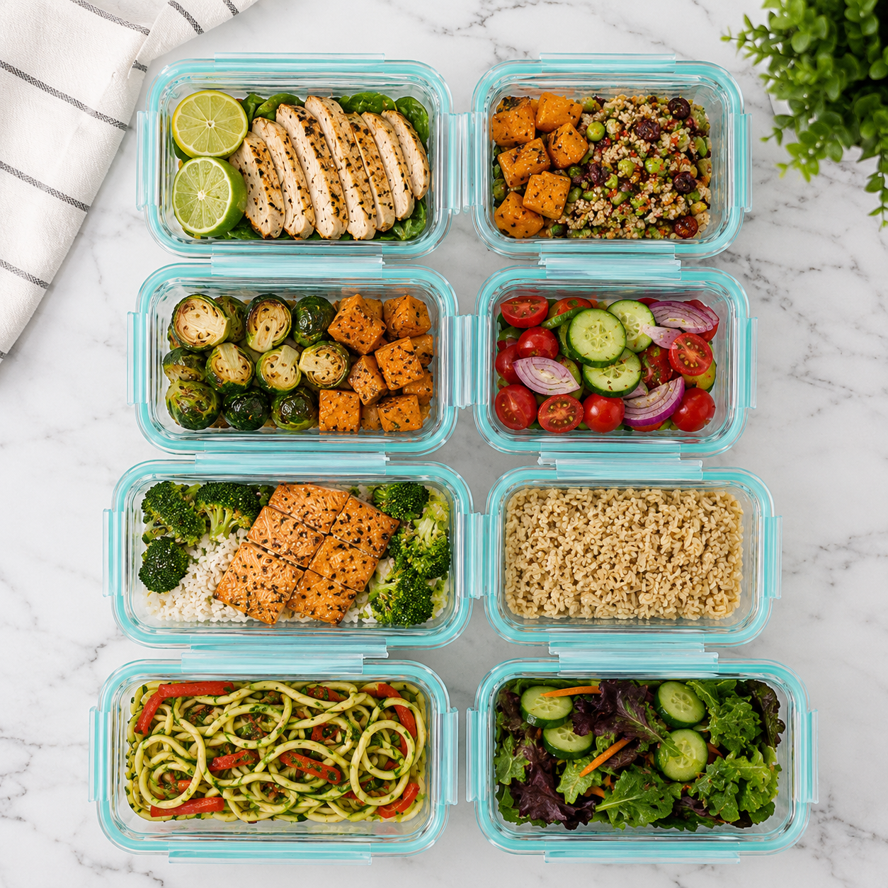 Vtopmart 8-Pack Glass Meal Prep Containers